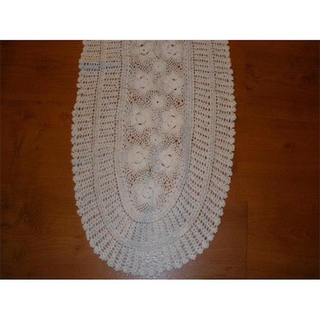 Tapestry Trading NL-14W1654 14 X 54 In. Handmade Indian Crochet Table Runner; White